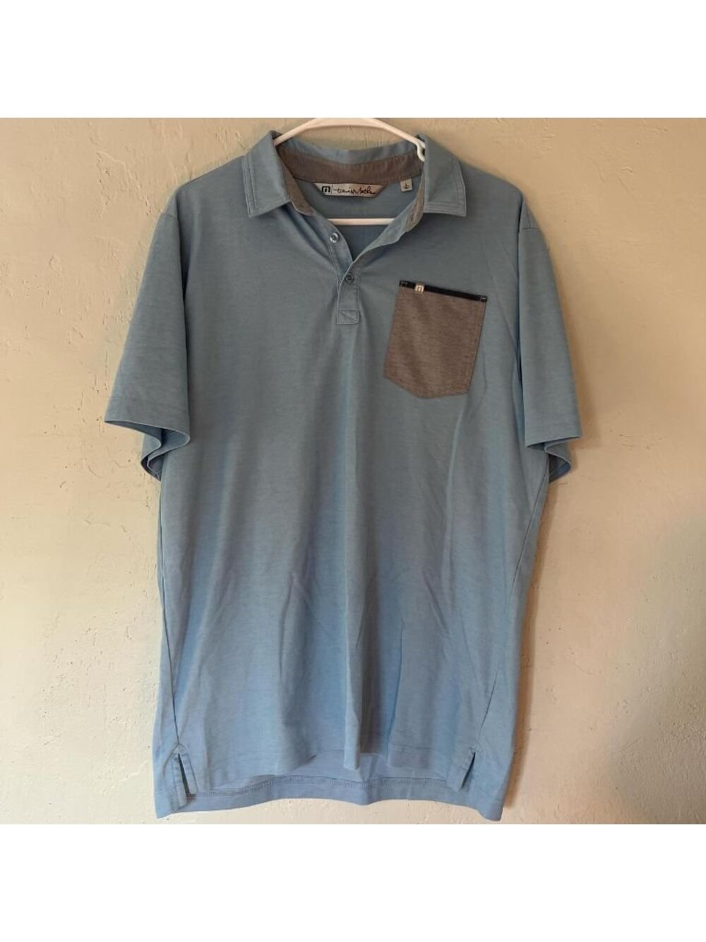 TravisMathew Men's Blue Polo-shirts with front pocket